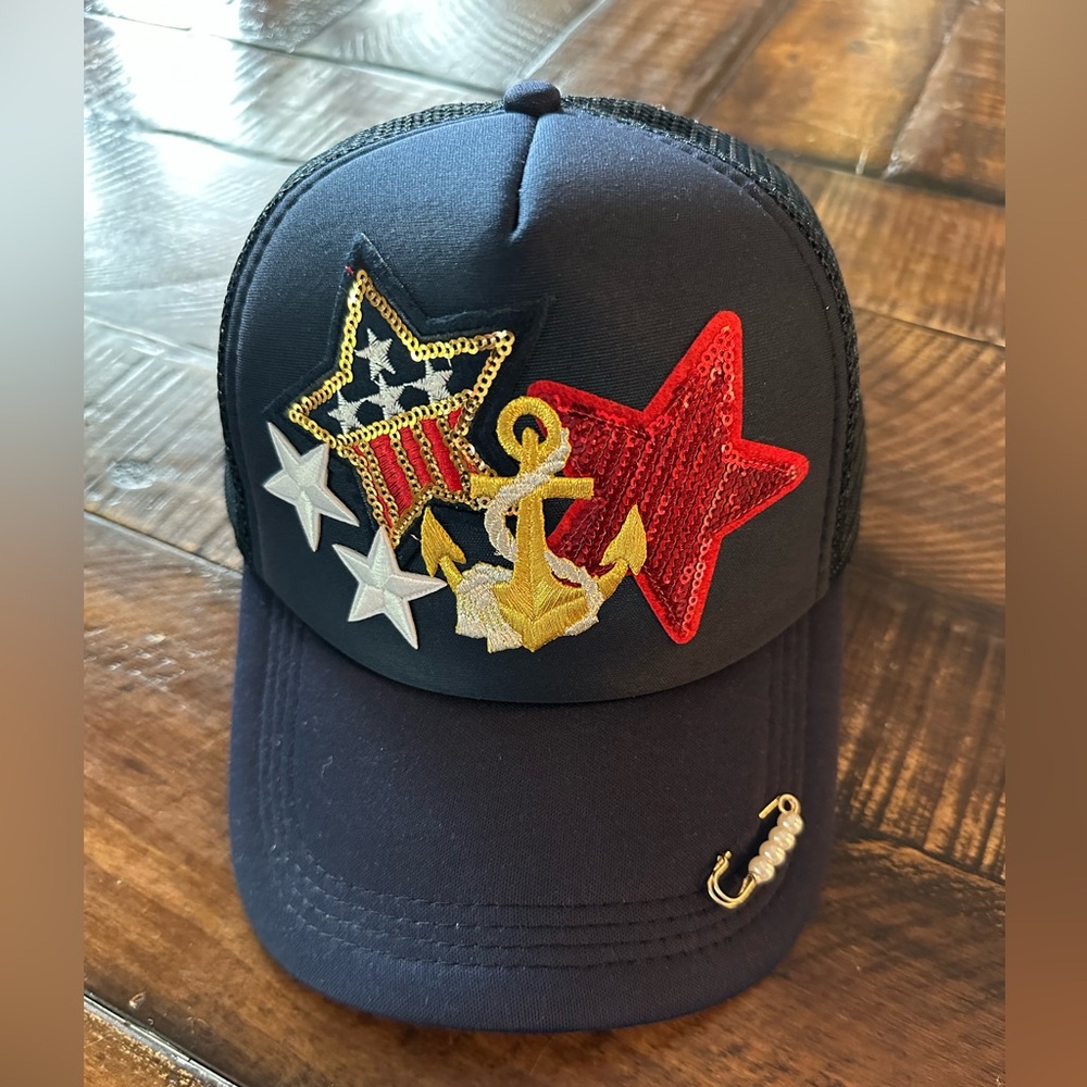 Nautical Patriotic Patch Trucker Hat